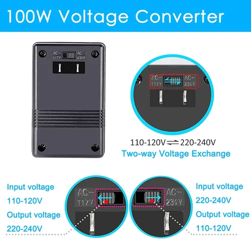 Vista 3 de Convertidor de voltaje de 110 V a 220 V elevador y reductor de potencia bidireccional convertidor de voltaje transformador para viajes, caravanas