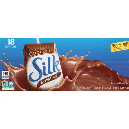 Vista 8 de Silk Shelf-Stable Soymilk Singles, Chocolate, Sin lácteos, Vegano, Proyecto sin OGM verificado, 8 oz. (Paquete de 18)