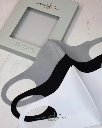 Vista 9 de VIRTUE CODE Grayscale Cloth Face Mask for Adults Pack 3 Loungewear Masks Washable Fabric Face Mask Reusable