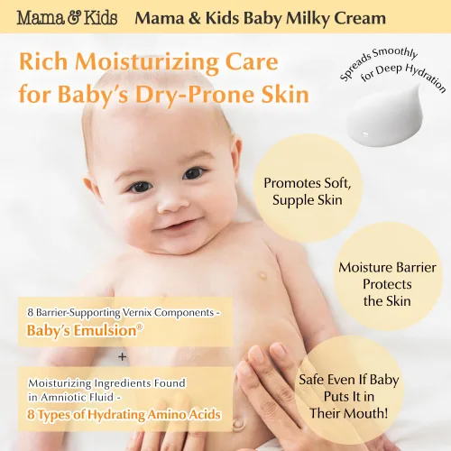 Vista 2 de Mama & Kids Baby Lechosa Crema 2.65 oz (75g) Crema facial hipoalergénica para la piel