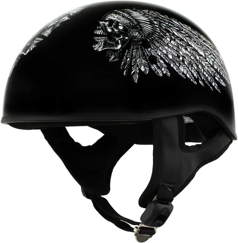 Vista 40 de Hot Leathers Avanzado Moto DOT Skull Cap Classic Half Cascos Biker HLD HLT