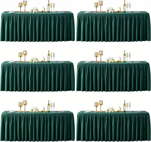 Vista 37 de Paquete de 2 manteles de poliéster negro para mesas rectangulares de 4 pies, cubierta de mesa ajustada sin arrugas, manteles elásticos de 4 pies