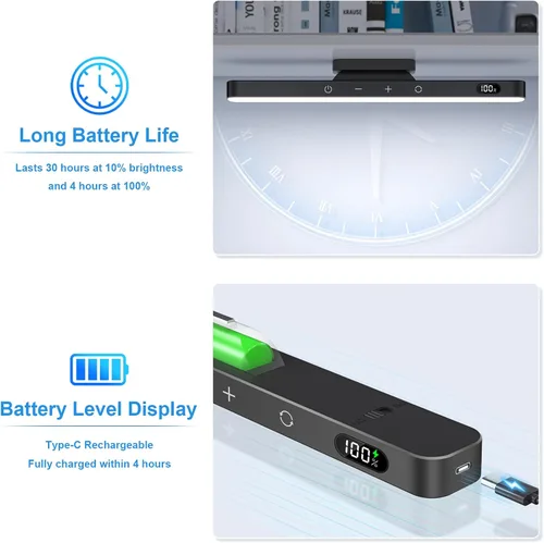 Vista 5 de WILLED Luces de espejo regulables de 3W, luz de pared ajustable de 3 colores con 120 LED, control táctil, luz de maquillaje recargable de 2000mAh