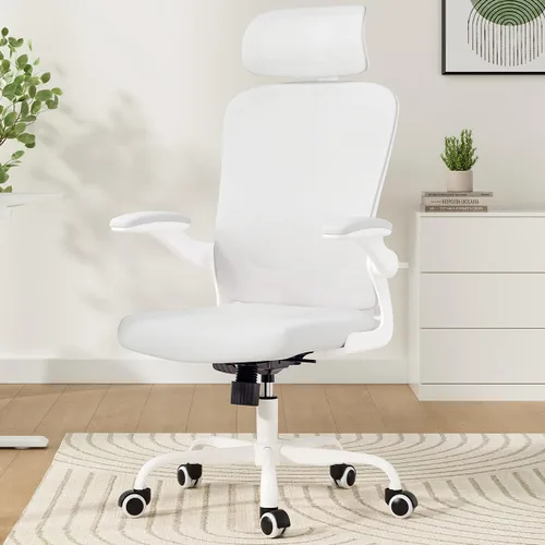 Vista 13 de Silla de oficina ergonómica, silla de escritorio de oficina en casa con reposacabezas ajustable, silla de computadora de respaldo alto, silla