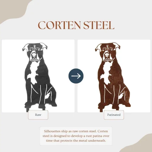 Vista 2 de Corten Steel Staffordshire Bull Terrier - Estaca para perro (tamaño grande)