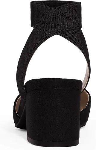 Vista 4 de DREAM PAIRS ANNEE - Zapatos de tacón con punta cerrada y bloque, adornados con pedrería