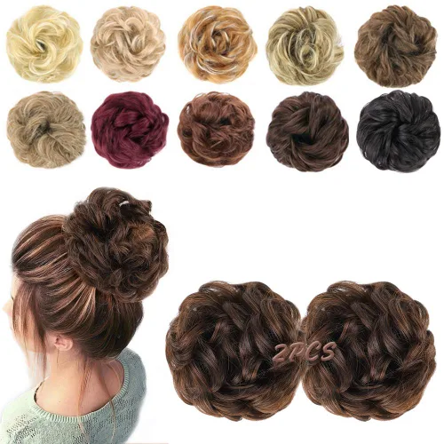 Vista 13 de MORICA Moño desordenado, extensiones de moño sintético para mujeres (rubio beige ceniza)