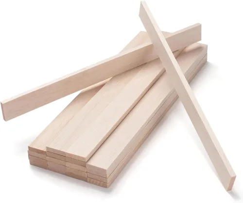 Vista 21 de Palitos de madera de balsa, tiras de madera de balsa, 20 varillas cuadradas de madera de 1/2 x 12 pulgadas para manualidades, palos de madera sin