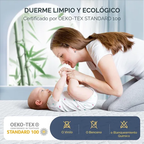 Vista 4 de Protector de colchón impermeable premium hecho de rayón de bambú con iones de plata, funda de colchón con infusión de plata para una mejor seguridad