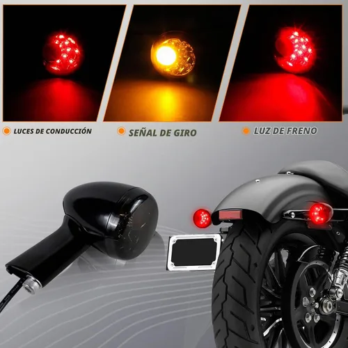 Vista 2 de NTHREEAUTO Luz de marcha de freno integrada con luz LED de bala ahumada, compatible con Harley Sportster XL 883 1200 1992-2019