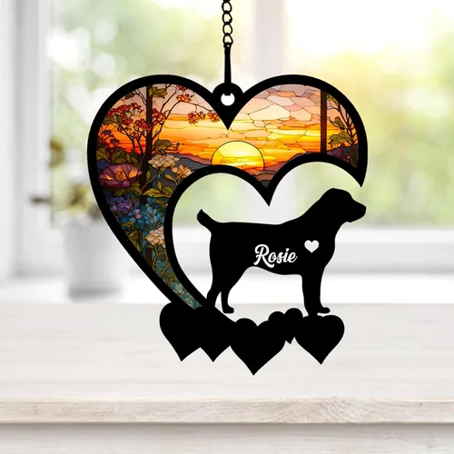 Vista 18 de NAZENTI Atrapasoles personalizado de sabueso afgano, adorno conmemorativo personalizado para la pérdida de mascotas, regalo de condolencia