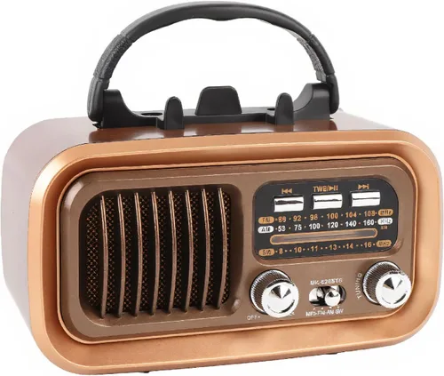 Vista 10 de Radio retro AM FM SW Bluetooth, radios de transistor vintage portátiles con altavoz y antena retráctil, TWS, solar/funciona con batería/recargable