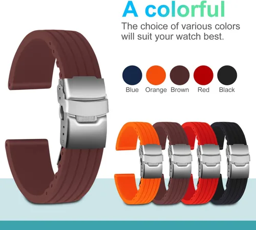 Vista 3 de Ullchro - Correa de silicona para reloj de pulsera, diseño con patrón de rayas, impermeable.