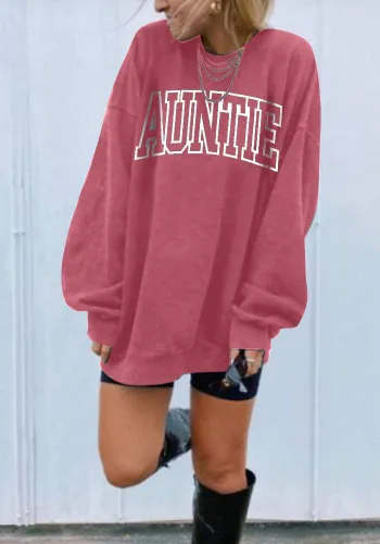 Vista 5 de LOTUCY Sudadera de manga larga con cuello redondo para mujer con estampado de letras de tía