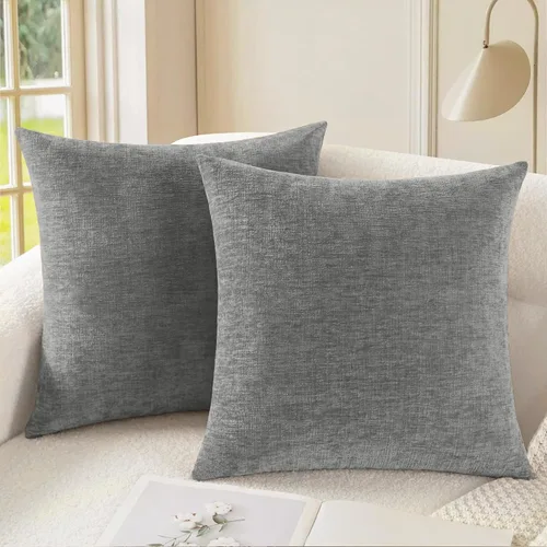 Vista 28 de CaliTime - Paquete de 2 fundas de almohada acogedoras para sofá, decoración del hogar, felpilla suave teñida sólida, 16 x 16 pulgadas, marrón Marrón