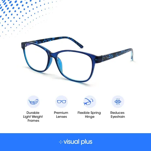 Vista 4 de Lentes de lectura con bloqueo de luz azul para hombres y mujeres, para computadora, juegos, TV con protección de luz azul (azul, 0.00 de fuerza)