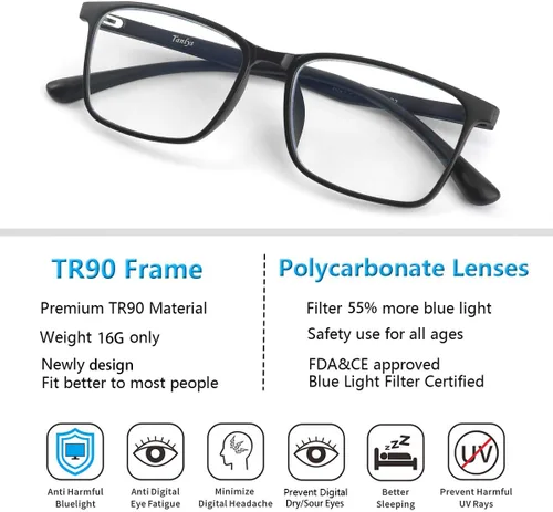 Vista 8 de Paquete de 2 lentes de bloqueo de luz azul para fatiga ocular en computadora