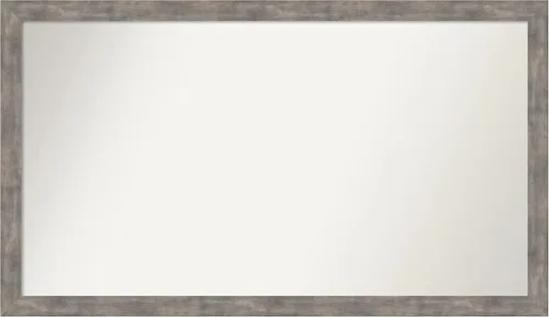 Vista 96 de Amanti Art Silver Bathroom Mirror for Over Sink, 26x45 Custom Made Marred Pewter Rectangle Vanity Mirror, Oversize Casual Wood Frame, Hangs Estaño