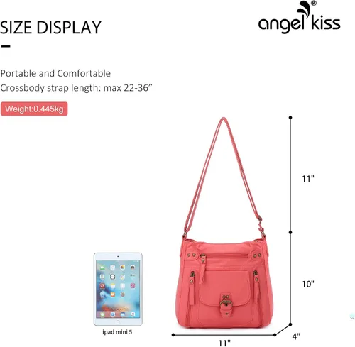 Vista 3 de Angel Kiss Bolsos cruzados, bolsos de hombro y bolsos para mujer, con múltiples bolsillos, para uso diario, suaves, tamaño mediano