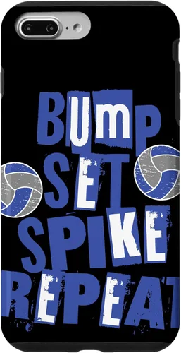 Vista 9 de iPhone 15 Parents Girls Volleyball Bump Set Spike Repeat Blue & White Case
