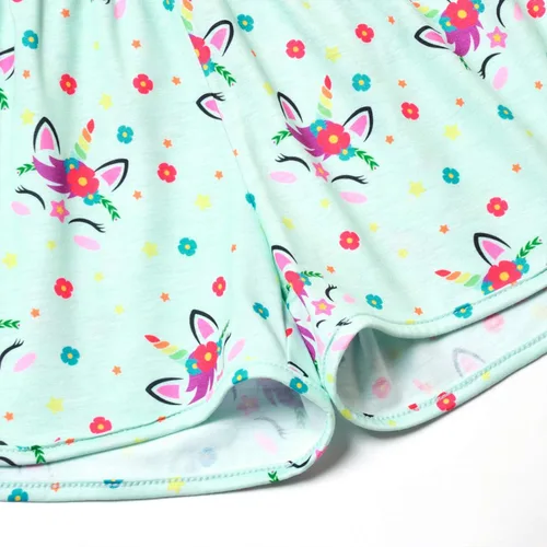 Vista 5 de QPANCY Pijamas a juego para niñas y muñecas, conjuntos de pijama de unicornio, ropa de dormir de algodón de verano