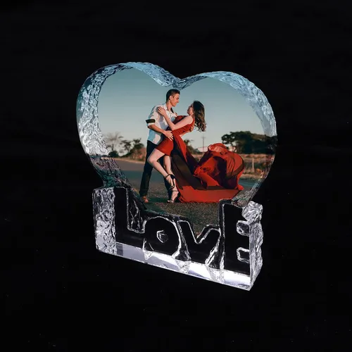 Vista 5 de ITODA Foto de cristal personalizada, marcos de pie personalizados para bodas, cumpleaños, nacimientos y día de San Valentín Forma de manzana