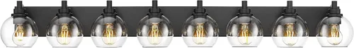 Vista 12 de Accesorios de iluminación de baño, luz de tocador mate negra de 2 luces, apliques de pared modernos con pantalla de globo de vidrio transparente