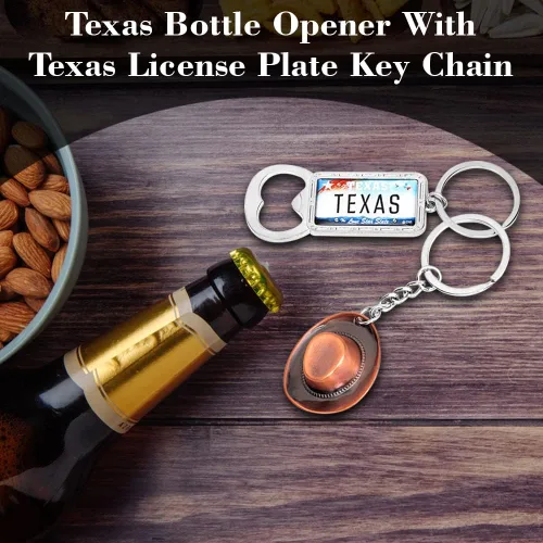 Vista 6 de Abrebotellas Texas con llavero de matrícula de Texas, paquete de 12