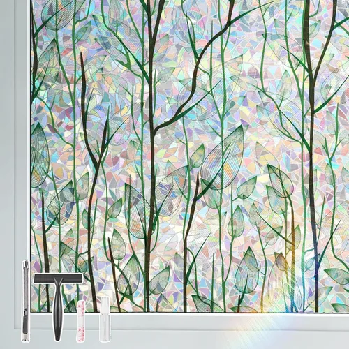 Vista 9 de Película de privacidad para ventana LEMON CLOUD, película decorativa para ventana de oscurecimiento total estática, cubierta de vidrio esmerilado