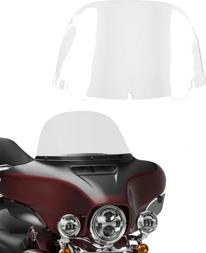 Vista 7 de Parabrisas ondulado negro de 4.5 pulgadas compatible con Harley Davidson Touring Street Glide/Electra Glide/Ultra Limited/Tri Glide FLHT FLHX FLHXS