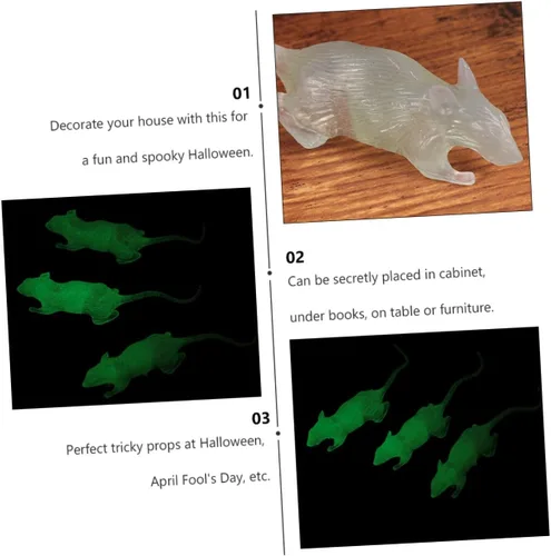 Vista 6 de 20Pcs Luminous Fake Mouse Halloween Prank Props Creepy Simulated Mice for Haunted House Party Decorations and Scary Trick Accessories