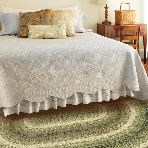 Vista 27 de Homespice Apple Pie - Alfombra ovalada roja de 2 x 3 pies, alfombra de cocina trenzada para decoración primitiva y rústica, reversible, yute sin