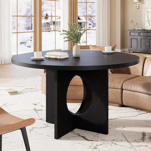 Vista 4 de Mesa de comedor redonda Garvee de 47" para 4-6 personas - Mesa de cocina circular con base de pedestal resistente, mueble de comedor para ahorrar