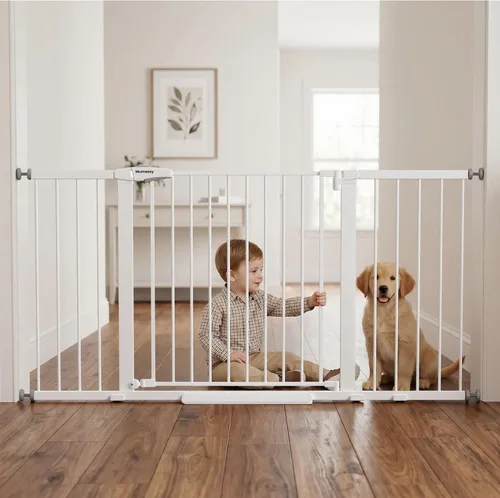 Vista 10 de Mumeasy Puerta de bebé extra ancha de 29.7-57 pulgadas para puertas, puerta de perro de cierre automático para interiores para escaleras, puerta