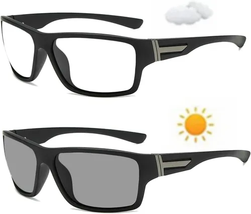 Vista 2 de Gafas de lectura bifocales fotocrómicas de transición al aire libre para hombres y mujeres, lentes de sol deportivos para presbicia (negro, 200)