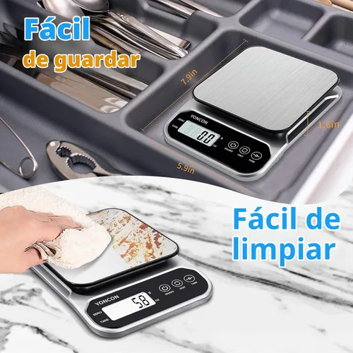 Vista 7 de Báscula digital inteligente para alimentos, pesa gramos y onzas, báscula de cocina de 3 kg/0.1 g para perder peso, cocinar, hornear, súper precisa