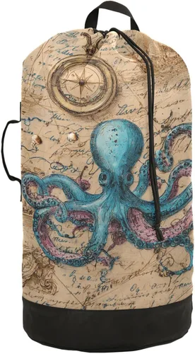Vista 12 de Mochila para lavandería, cesta extra grande resistente para ropa sucia, correas ajustadas para campamento, universidad, gimnasio, hotel, hogar, 29.3