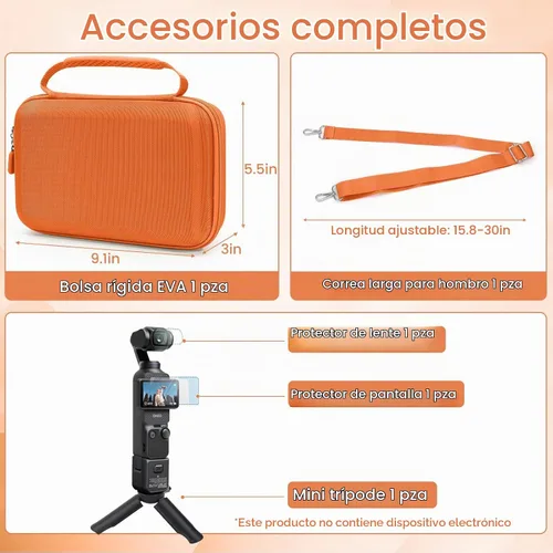 Vista 3 de Funda para DJI OSMO Pocket 3 Camcorder Combo Accesorio, Naranja 0Naranja