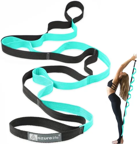 Vista 7 de A AZURELIFE Premium Durable Stretch Straps with Loops, Stretching Strap for Physical Therapy, Multi-Loop Yoga Strap Fitness Exercise Strap for Yoga