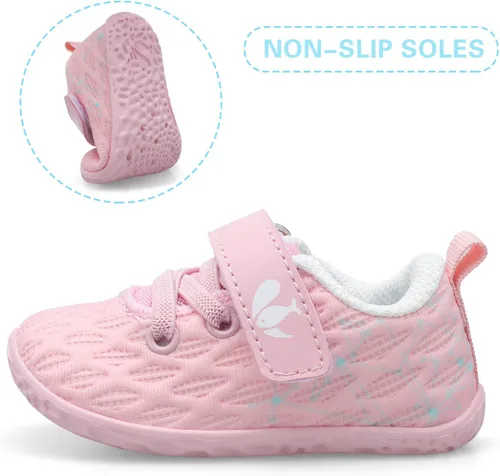 Vista 5 de FEETCITY Zapatillas de bebé para niños y niñas, zapatos de primera caminata, zapatos de cuna para recién nacidos, zapatos de meter