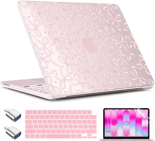 Vista 44 de TWOLSKOO Funda para MacBook Neo de 13 pulgadas 2026 A3404 A18 Pro Chip, funda rígida de plástico con adaptador tipo C, 2 fundas para cámara web