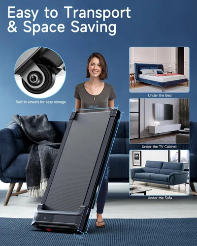 Vista 7 de Caminadora para el hogar – Cintas de correr para debajo del escritorio, portátil, mini compacta, para correr, para casa, oficina, espacios pequeños