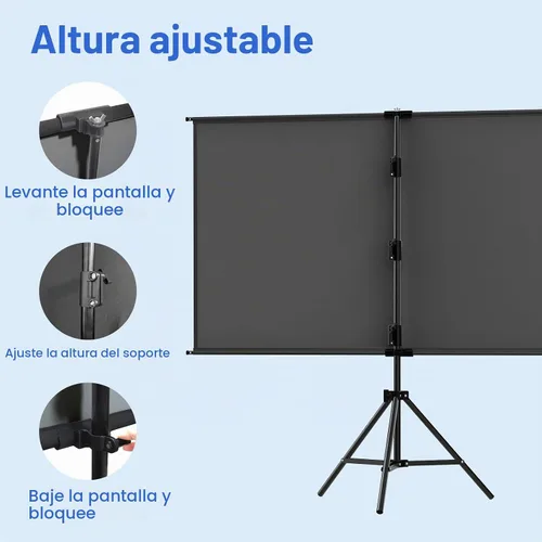 Vista 4 de Soporte de trípode de pantalla de proyector de 60 pulgadas, pantalla de proyección con respaldo negro, soporte de trípode 16:9 HD premium sin