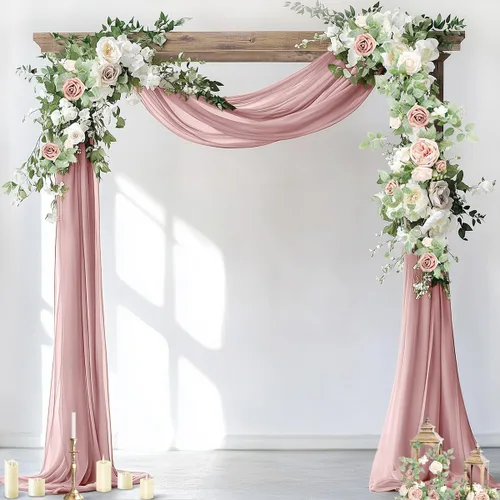 Vista 16 de Socomi Tela para Arco de Boda 1 Panel 29" x 19 Pies Gasa Chifón Transparente Azul Bebé Cortinas 6 Yardas para Ceremonia de Boda Decoración de Fiesta
