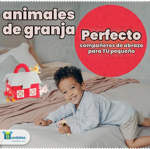 Vista 6 de Juguetes de animales de granja de peluche con sonidos realistas - Juego de peluches con portabebés de granja
