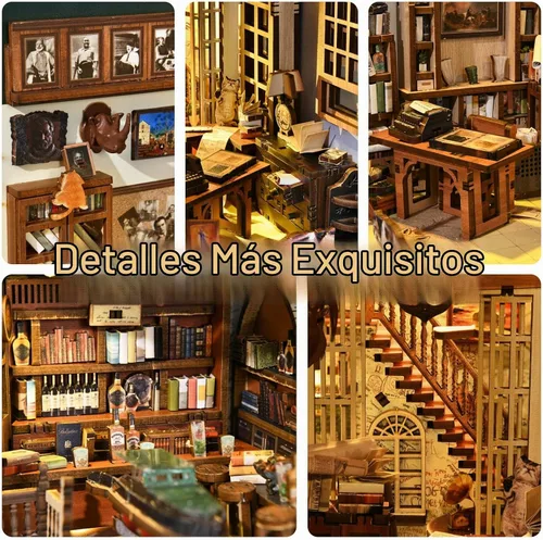 Vista 5 de CCCDF Kit de Rincón de Libros DIY, Kit de Casa de Muñecas en Miniatura Booknook, Rompecabezas de Madera 3D Sujetalibros Decoración de Inserción