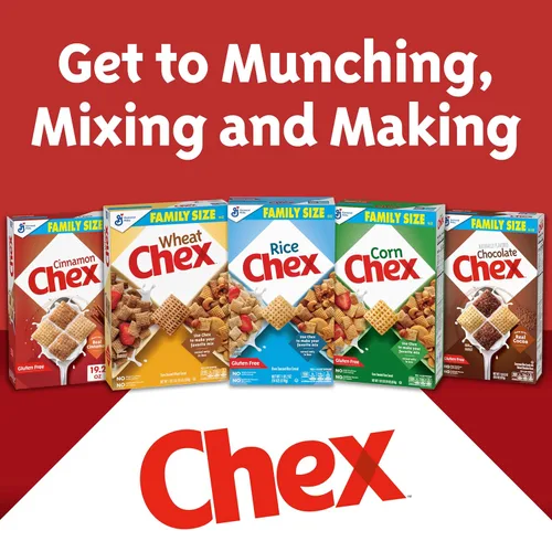 Vista 10 de Cereal de Canela Chex, Cereal para Desayuno Sin Gluten, Hecho con Grano Entero, 12 onzas
