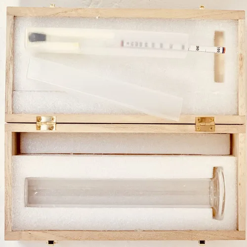 Vista 6 de Kit de hidrómetro de alcohol: Alocohometers 0-100% (ABV) Prueba 0-200 Tralle 0-100, Tarro de prueba de vidrio Caja de madera Acesseries de 3.4 fl oz