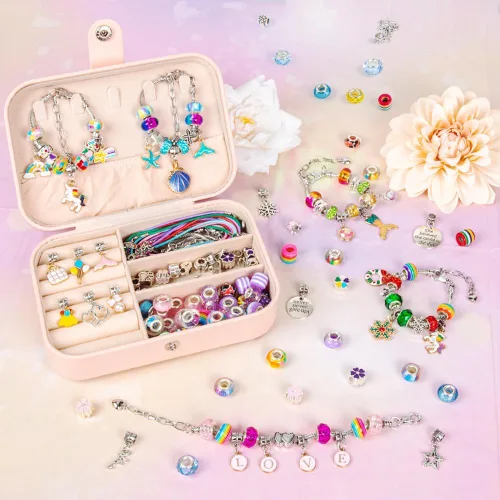 Vista 6 de Kit de fabricación de pulseras de Sofier para niñas, caja de joyería, kit de fabricación de joyas, regalos para niñas de 4 a 12 años, juguetes