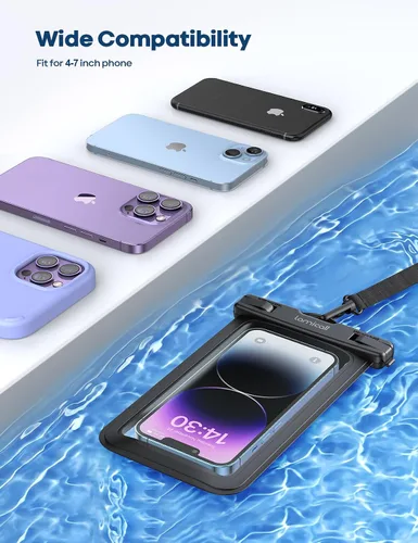 Vista 7 de Lamicall - Funda impermeable para teléfono, paquete de 2, IPX8, resistente al agua Beach & Cruise Essentials, Touch Screen, for iPhone 17 16 15 14